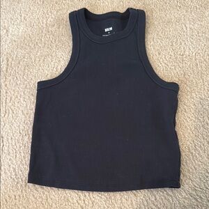 Anthropologie Maeve Black Cropped Ribbed Tank XS